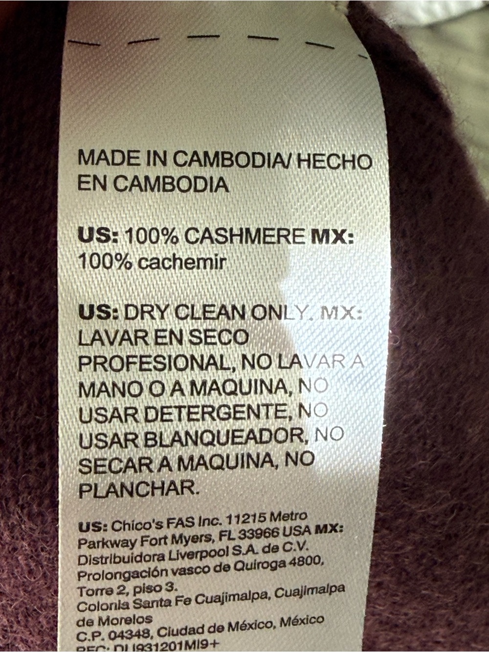 Chicos Short Sleeve Cashmere Sweater Plum Purple Size 3 XL High Neck Soft - Picture 11 of 11